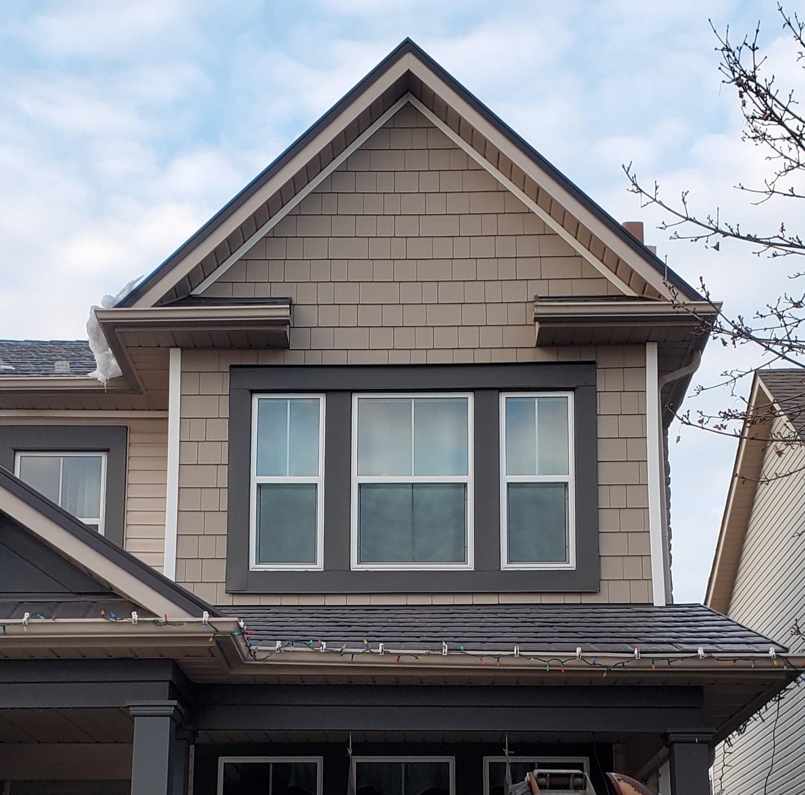 Royal Celect Cafe shakes installed on a gable